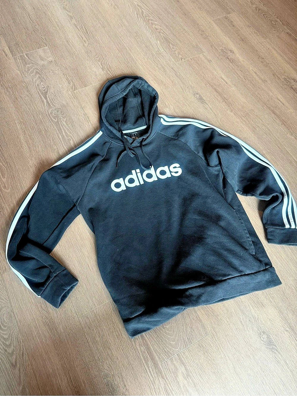 ADIDAS Essentials 3-Stripes Hoodie Black & White